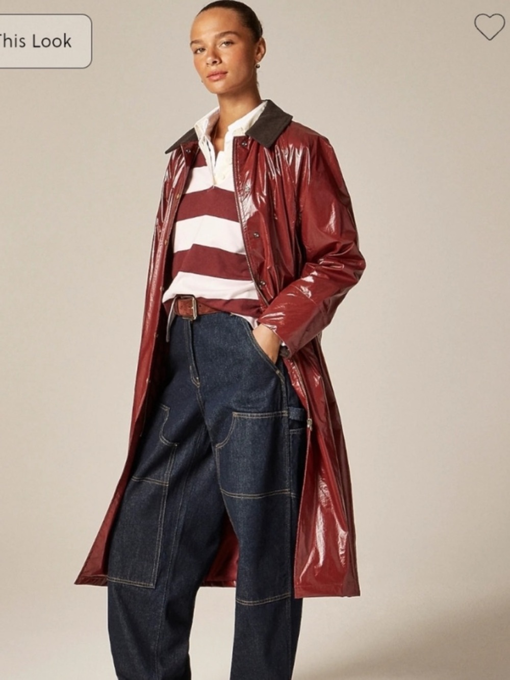 J. Crew Women's Wide-Strip Rugby Top in Burgundy and Pink - Picture 2 of 8